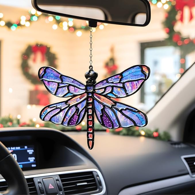 Dragonfly Handmade Resin Suncatchers, Artisan Boho Sun Catcher Stained Glass Effect Dragon Fly Window Hanging Garden Decor, Gift for Mother's Day Mom Grandma Wife Women