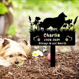 Custom Shetland Sheepdog Dog Memorial Grave Marker,Personalized Pet Dog Memorial Garden Stake,Flora Dog Memorial Plaque Burial Stake Engraved Sign,Dog Sympathy Grave Stake,Dog Statue Headstone