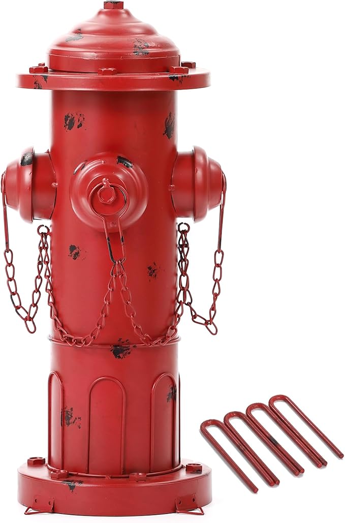 16" H Metal Fire Hydrant for Dogs to Pee On, Vintage Small Dog Fire Hydrant Pee Post for Outdoor Garden Decor