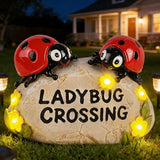 Solar Ladybug Garden Statues 4.7" Resin Ladybug Solar Lights Waterproof Outdoor Yard Patio Lawn Decor House Warming Birthday Gifts for Women Mom Wife Grandma Sister