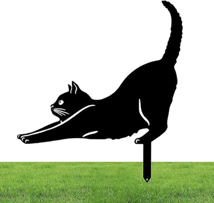Yard Ornaments, Garden Outdoor Statues Animal Stakes, Metal Black Cat Stake Garden Garden Statue, Garden Stakes Decorative for Yard Decor and Lawn Ornaments (B)