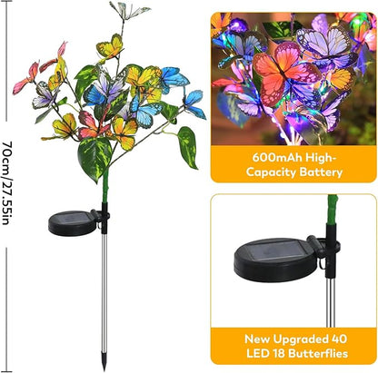 Solar Garden Lights Outdoor Waterproof Solar Lights 6 Pack with New Upgraded 40 LED 18 Butterfly Outdoor Lights for Yard Outside Garden Pathway Decor