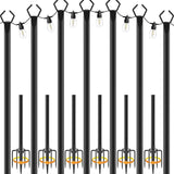 NUERPO 7 Pack String Light Poles,Metal Poles for Hanging Outdoor Light Strings,7 Pack 10 FT Light Poles Stand for Outside Garden,Patio,Wedding,Backyard,Deck,Party