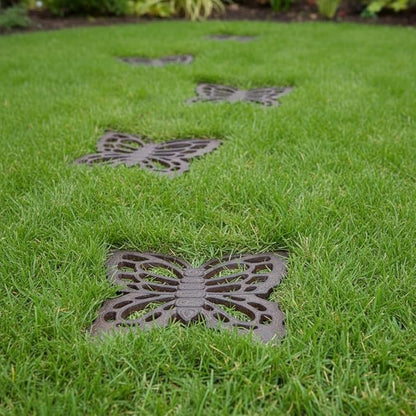 Comfy Hour 11" Brown Butterfly Cast Iron Stepping Stone, Rustic Antique Vintage Figurine Style Home Decor, Heavy Duty Metal Garden Pathway Paver