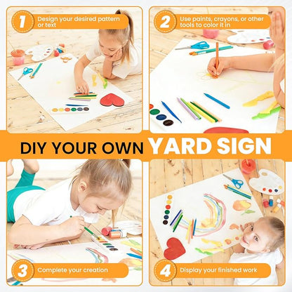 20 Pack Yard Signs with Metal Stakes, Custom Yard 17 x 12 Inches, Corrugated Plastic Board for Sale Sign Outdoor, Rent, Guidepost, Garage Sale Signs, Birthday Party