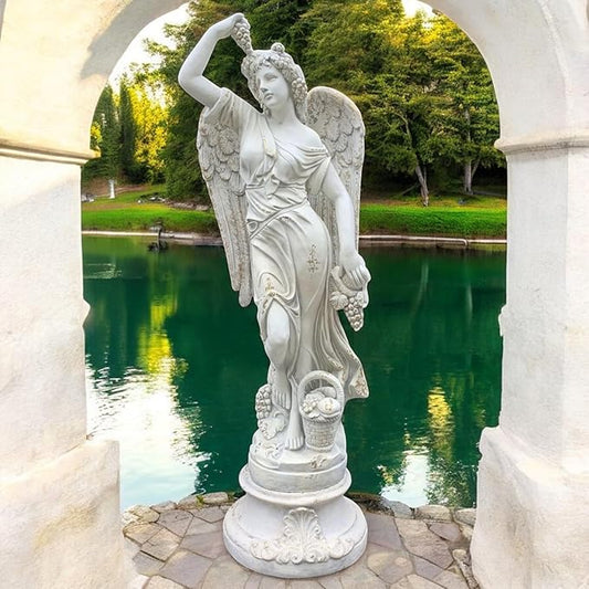 Zaer Ltd. 65" Tall Graceful Magnesium Angel Statue in Antique Grey Distressed Finish Antique Classical Design (Celeste)