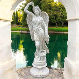 Zaer Ltd. 62" Tall Graceful Magnesium Angel Statue in Antique Grey Distressed Finish Antique Classical Design (Emma)
