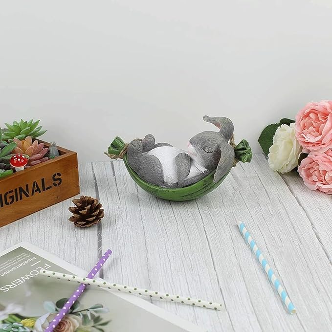Collectible Figurines Modern Statues Resin Figurine Gray Rabbit Garden Animal Statue Sculpture for Outdoor Yard Tree Art Decor Creative Sculptures A Meaningful Gift