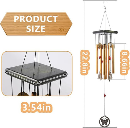 BWINKA Chinese Traditional Retro 8 Tubes 5 Bells Bronze Yard Garden Outdoor Living Wind Chimes 60cm