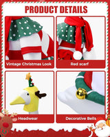 Christmas Porch Goose Outfit, 23" Cement or Plastic Goose Statue Costume, Porch Goose Outfits for Patio, Yard & Garden, Cozy Holiday Décor Adds Cheer with Jingling Bells