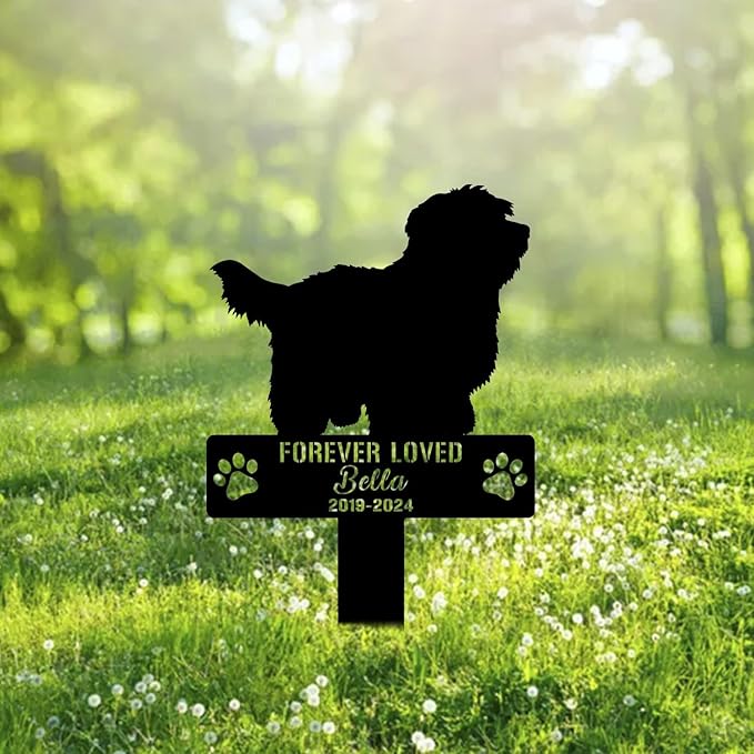 Custom Coton De Tulear Dog Metal Memorial Garden Stake Personalized Pet Grave Marker Name Sign Remembrance Stake Decor Sympathy Dog Loss,Outdoor Statues for Yard Garden Lawn Patio Pathway Grave.