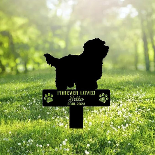 Custom Coton De Tulear Dog Metal Memorial Garden Stake Personalized Pet Grave Marker Name Sign Remembrance Stake Decor Sympathy Dog Loss,Outdoor Statues for Yard Garden Lawn Patio Pathway Grave.
