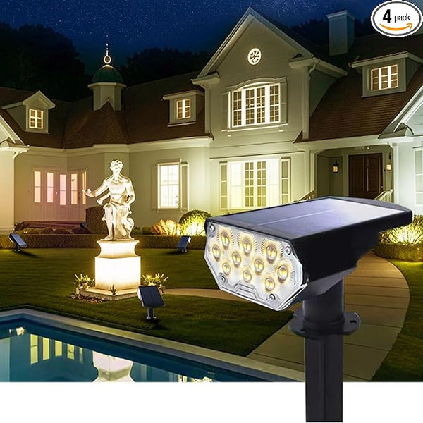 1 Pack Solar Powered Outdoor Spot Lights Outside Waterproof 20 LEDs Landscape Spotlights Dusk to Dawn for House Yard Tree, Plants, Walls, Path, Garden, Statues, Superior Accent Lamp Warm White