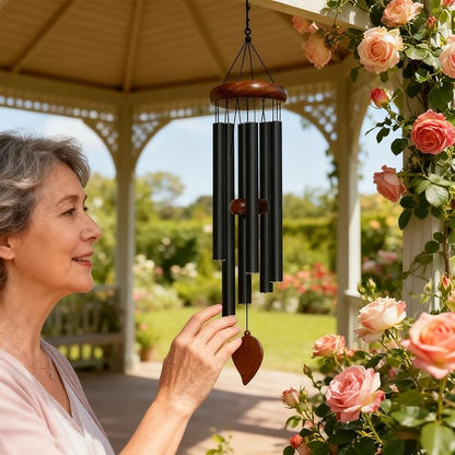 Wind Chimes for Outside - 32in Black Outdoor Tuned Windchimes with Soothing Melody, Perfect for Garden, Patio or Door Chimes When Door Opens, Creates an Enjoyable Atmosphere, Ideal Gift for Family