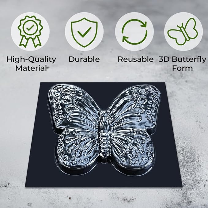 3 pcs Butterfly Stepping Stone Molds, Paving DIY Stepping Stone Mold - Casting Pathmaker Garden Pathmate Pavement Precast Concrete Molds and Forms Walkway