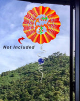 Gazing Ball Spiral Tail 13 Inch Stainless Steel with Hanging 360° Swivel Hook, Dark Blue Crystal Glass Orb Captivating Visual Illusion Wind Spinner Spinning Garden Yard Patio Spinfinity Decor Gift