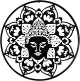 Bellaa 23514 Metal Wall Art Black Buddha Mandala Meditation Yoga Altar Indoor Serene Zen Buda Home Decor Outdoor Garden Patio Hanging 3d Sign Laser Cut 24 inch