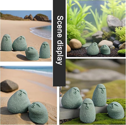 Cute Stone Primitive Man Figurine: Funny Stoneman Statue for Outdoor Decor, Carving Face Garden Home Decoration Fish Tank Ornament - Stone Man A