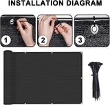 LOVE STORY Balcony Privacy Screen, 3'x10' Black Deck Shield Screen Fence Cover (HDPE),UV Protection and Weather-Resistant,3 FT Height for Deck, Patio, Backyard, Outdoor Pool, Porch, Railing