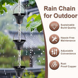 Lotus Rain Chain, 6.5FT Rain Chain Gutters, Adjustable Rain Catcher Chain with 10 Cups, Rain Chain Downspouts for Outdoor Gutter (Small Cup)
