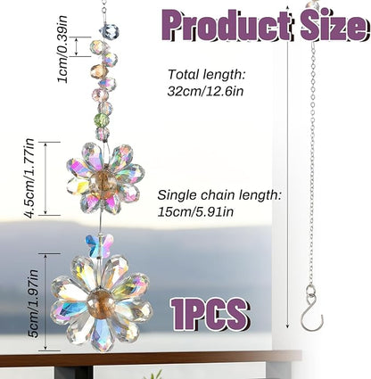 Suncatchers for Windows Hanging, Glass Outdoor Hanging Decor Suncatcher, 12.6 Inch Hang Crystals for Windows with 5.91 Inch Chain, for Patio Garden Living Room(Deep Color)