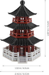 LOGOFUN Mini Pavilion Pagoda Zen Garden Statue Chinese Ancient Architecture Model for Bonsai Micro Landscape Decorations - 2.87X2.16X1.93in