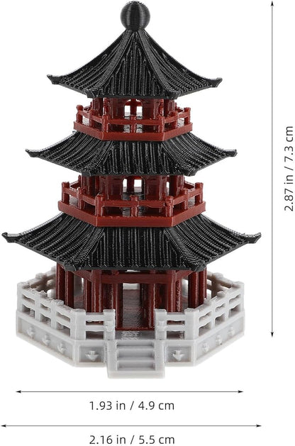 LOGOFUN Mini Pavilion Pagoda Zen Garden Statue Chinese Ancient Architecture Model for Bonsai Micro Landscape Decorations - 2.87X2.16X1.93in
