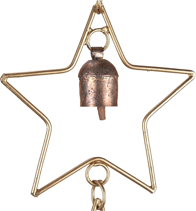 Star Wind Chime Outdoor Hanging – Rustic Metal Yard Decor Accent | Garden Decor for Outside | Windchimes Outdoors Sculpture | Boho Porch Chimes with 5 Bells for Balcony Entryway Meditation Space