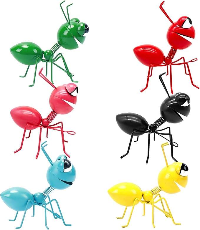 Cruis Cuka Metal Yard Art Garden Decorative Cute Ant Outdoor Wall Sculptures - Set of 6
