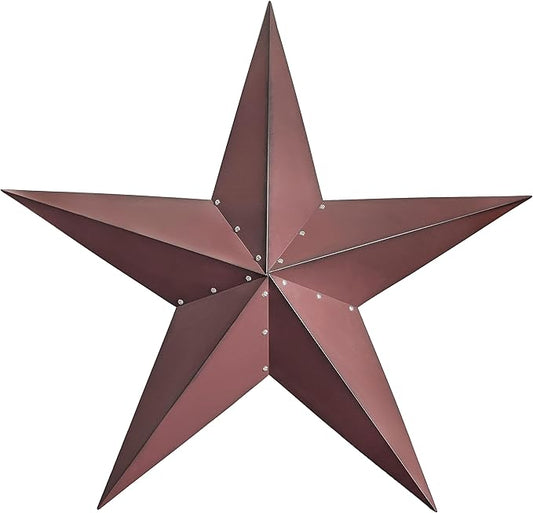 VIVICOMFY 48" Large Barn Star - Red Black Metal Star for Outside - Texas Stars Art - Rustic Vintage Western Country Home Farmhouse Primitive House Decor - Primitive Wall Decor
