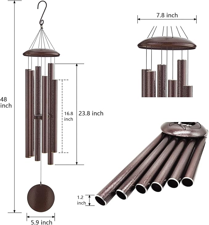Extra Large Wind Chimes for Outside Deep Tone, Sympathy Memorial Gifts for Loss of Loved One,48" Big Wind Chime w/ 6 Heavy Tuned Aluminum Tubes Outdoor Clearance for Garden,Yard,Patio & Lawn