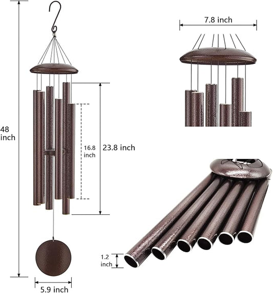 Extra Large Wind Chimes for Outside Deep Tone, Sympathy Memorial Gifts for Loss of Loved One,48" Big Wind Chime w/ 6 Heavy Tuned Aluminum Tubes Outdoor Clearance for Garden,Yard,Patio & Lawn