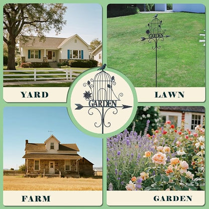 Decorative Garden Stakes，Metal Garden Sign for Outdoor Lawn Backyard Porch Pathway Decor