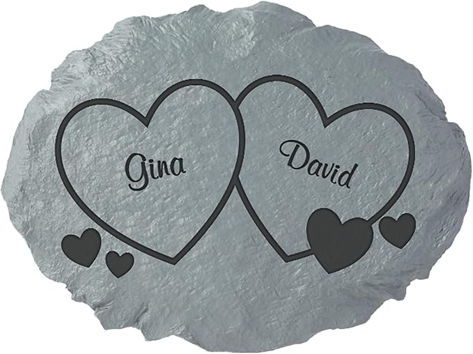 Let's Make Memories Personalized Garden Stone - Two Hearts - Couples Gift - Wedding, Anniversary for Him, for Her - Love & Romance - Garden Décor - Customize with Names