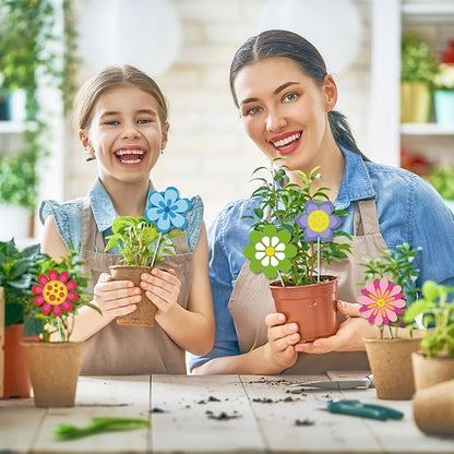 Cinrobiye 12Pcs Spring Floral Flower Planter Stakes Tulip Daisy Pot Signs 5.9Inches Colorful Floral Garden Stake Outdoor Lawn for Spring Party Patio Yard Outside Greetings Home Farmhouse Decor