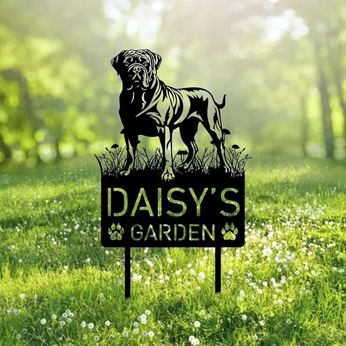 Custom Dogue De Bordeaux Dog Metal Memorial Garden Stake Personalized Pet Grave Marker Name Sign Remembrance Stake Decor Sympathy Dog Loss,Outdoor Statues for Yard Garden Lawn Patio Pathway Grave.