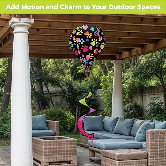 Briarwood Lane Rainbow Pawprints Welcome Hot Air Balloon Spinner