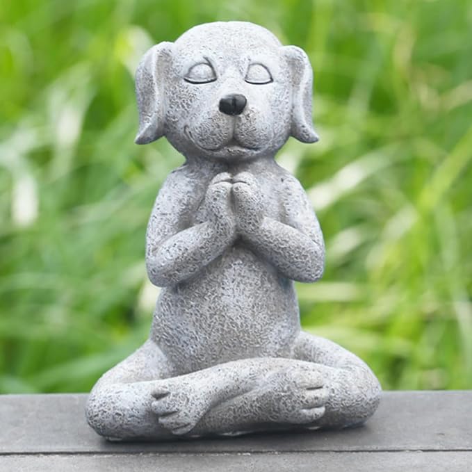 Dog Statue, 4.72 inch Buddha Dog Decor, Weather-Resistant Resin Yoga Statue, Cute Funny Zen Garden Decor Outdoor for Home and Garden, Yoga Statue, 12cm