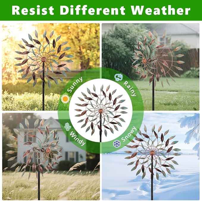 VEWOGARDEN Large Wind Spinners Outdoor Metal 3 Tier Wind Sculptures & Spinners Ornament Art for Garden, Patio, and Lawn Decoration