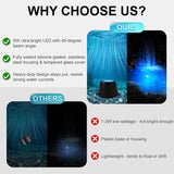 5W Submersible LED Pond Lights, Blue Color 12V Wired Low Voltage Outdoor Underwater Spot Lights for Pond Fountain Waterfall, 45° Beam Angle, IP68 Waterproof Stainless Steel, Black, 1PK