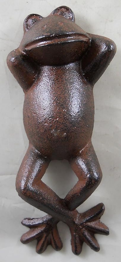 Cast Iron Relaxing Lazy Frog ~ Lawn Statue ~ Yard Decor Swimming Toad