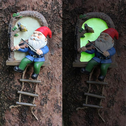 Outdoor Statues Fairy Garden Decoration, Miniature Garden Sculpture Statues Ornament, Outdoor Art Yard Gnomes Elf Tree Face Figurine, Glow in The Dark