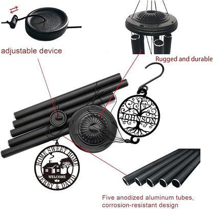 Personalized House Warming Gifts New Home, 37" Black Wind Chimes Housewarming Gifts, New Home Gift Ideas for Women Men Homeowners Couples Family Friends,Outdoor Decor for Patio,Garden,Yard