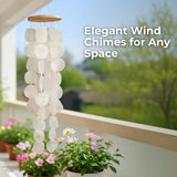 Solange & Frances Natural Capiz Shells Wind Chimes for Outside. Spring Decor Wind Chimes Patio Decor. Unique Gift Ideas for Mom, Birthday Gifts for Women