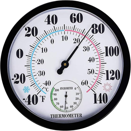 Indoor Outdoor Thermometer Hygrometer - Waterproof Hanging Wall Thermometer Decorative Outdoor Thermometer Large Numbers, No Battery Needed Outdoor Thermometers for Patio