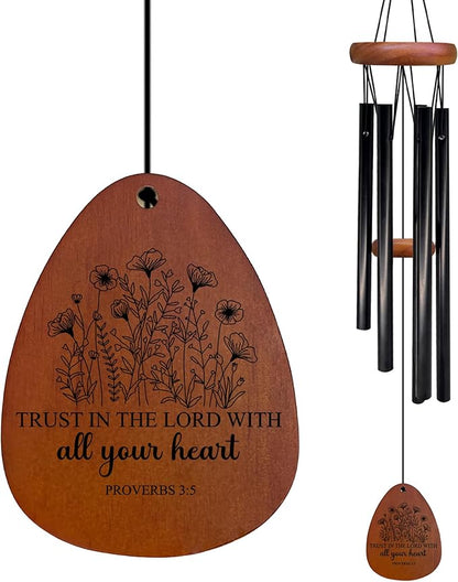 Christian Gifts for Women Wind Chimes, Faith Based Gift Wind Chimes for Outside, Christian Blble Verse Gifts for Women Faith Men, Trust in The Lord with All Your Heart Chime 26" Inches