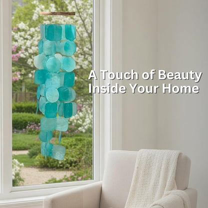 Solange & Frances Wind Chimes for Outside. Capiz Shell Wind Chime Outdoor Decor. Unique House Decor and Gifts for Women Who Have Everything. Ideal for Mom