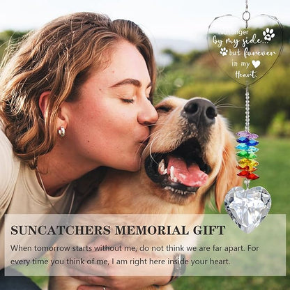 Dog Memorial Gifts, K9 Pet Memorial Crystal Suncatcher, Dog Loss Pet Passing Away Sympathy Remembrance Bereavement Gift (White-Heart)