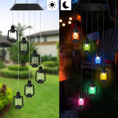 AceList Solar-Powered Color-Changing Lantern Wind Chime - LED Light Wind Mobile for Garden, Patio, Deck, Yard, Home Décor - Perfect for Mother's Day, Christmas, Housewarming, and Unique Outdoor Gifts