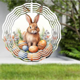 Easter Bunny Wind Spinner Easter Day Gifts 3D Metal Kinetic Hanging Wind Sculpture Spinners for Yard and Garden Indoor Outdoor Window Easter Rabbit Yard Art Garden Decoration 8 Inch (Bunny 5)